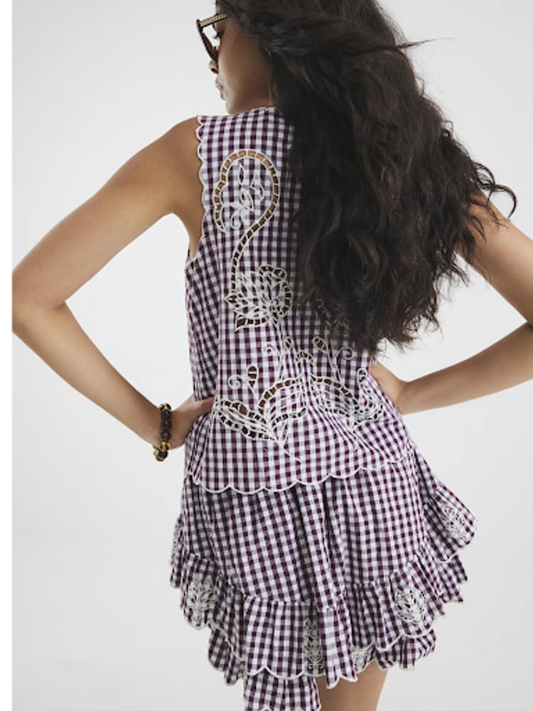 River Island Red Gingham Cut Work Tank Top - Image 2 of 3 River Island Red Gingham Cut Work Tank Top - Image 2 of 3