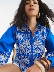 River Island Blue Broderie Cutwork Shirts - Image 1 of 4