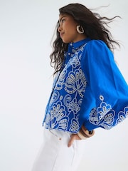 River Island Blue Broderie Cutwork Shirts - Image 4 of 4