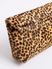 River Island Brown Leopard Print Roll Top Clutch Bag - Image 4 of 5