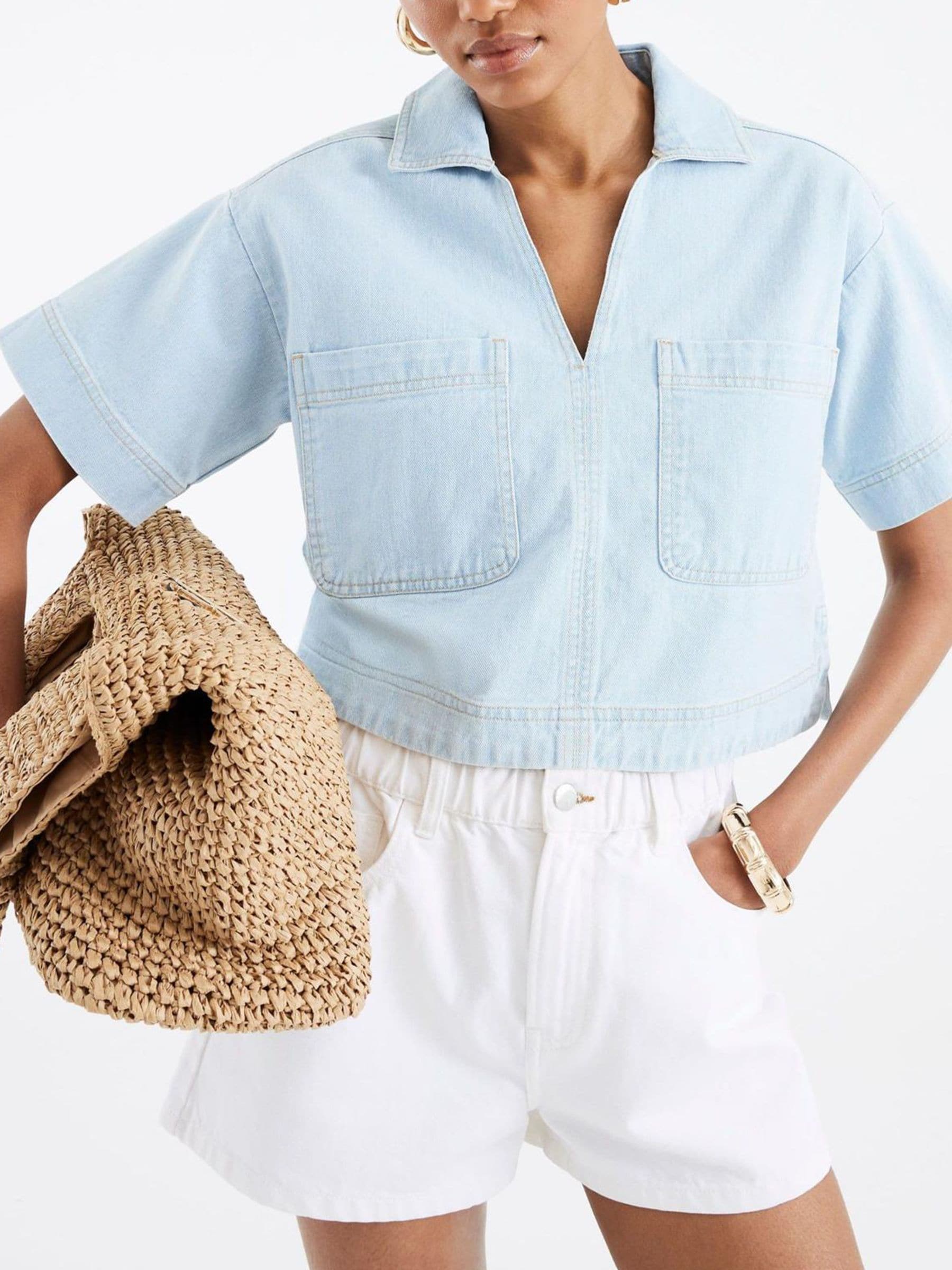Next：日本 River Island ボクシー クロップド デニムシャツ from Next