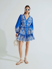 Vestido-camisa estampado com palmeiras River Island - Imagem 2 de 4
