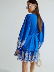 Vestido-camisa estampado com palmeiras River Island - Imagem 3 de 4