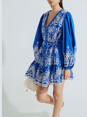 Vestido-camisa estampado com palmeiras River Island - Imagem 4 de 4