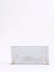 River Island Silver Embellished Perspex Clutch Bag - Image 2 of 5