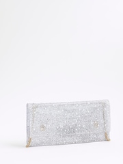 River Island Silver Embellished Perspex Clutch Bag - Image 3 of 5