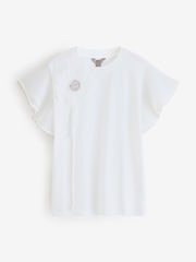 River Island Diamante Flower Trim T-Shirt - Imagem 1 de 1