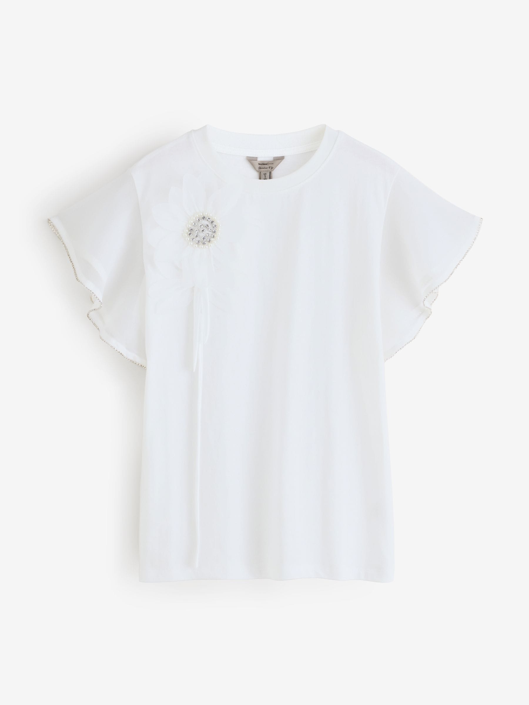 Buy River Island White Diamante Flower Trim T-Shirt from Next