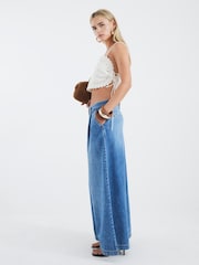 River Island Blue Petite Tailored Wide Leg Jeans - Image 2 of 4