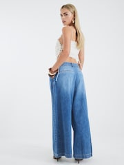 River Island Blue Petite Tailored Wide Leg Jeans - Image 3 of 4