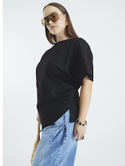 River Island Black Drape Side T-Shirt - Image 1 of 2