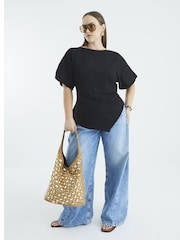 River Island Black Drape Side T-Shirt - Image 2 of 2