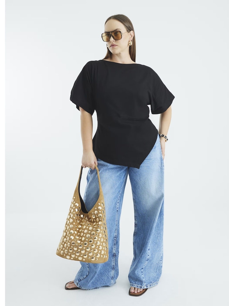 River Island Black Drape Side T-Shirt - Image 2 of 2