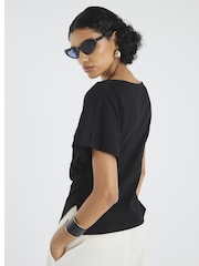 Negro - River Island Drape Side T-Shirt - Imagen 3 de 4