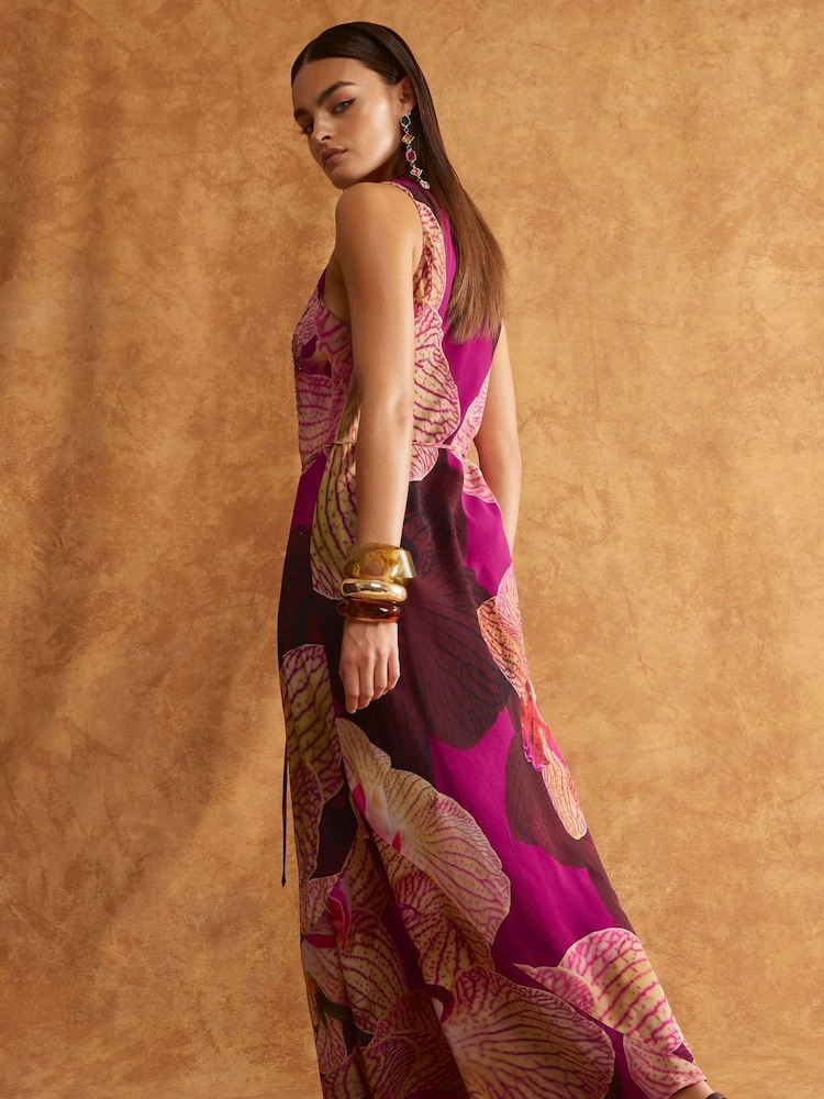 River Island Red Orchid Printed Maxi Dress - Image 2 of 6