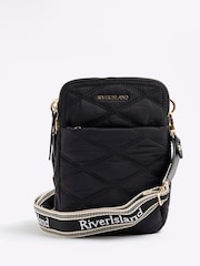 River Island Black Quilted Messenger Corss-Body Bag - Image 1 of 6