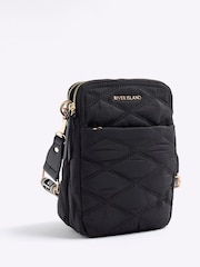 River Island Black Quilted Messenger Corss-Body Bag - Image 3 of 6