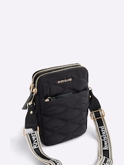 River Island Black Quilted Messenger Corss-Body Bag - Image 4 of 6