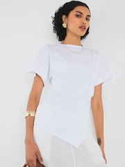 River Island White Drape Side T-Shirt - Image 1 of 4