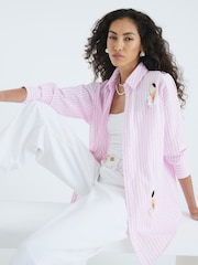 River Island Pink Printed Parrot Embellished Shirt - Image 1 of 4