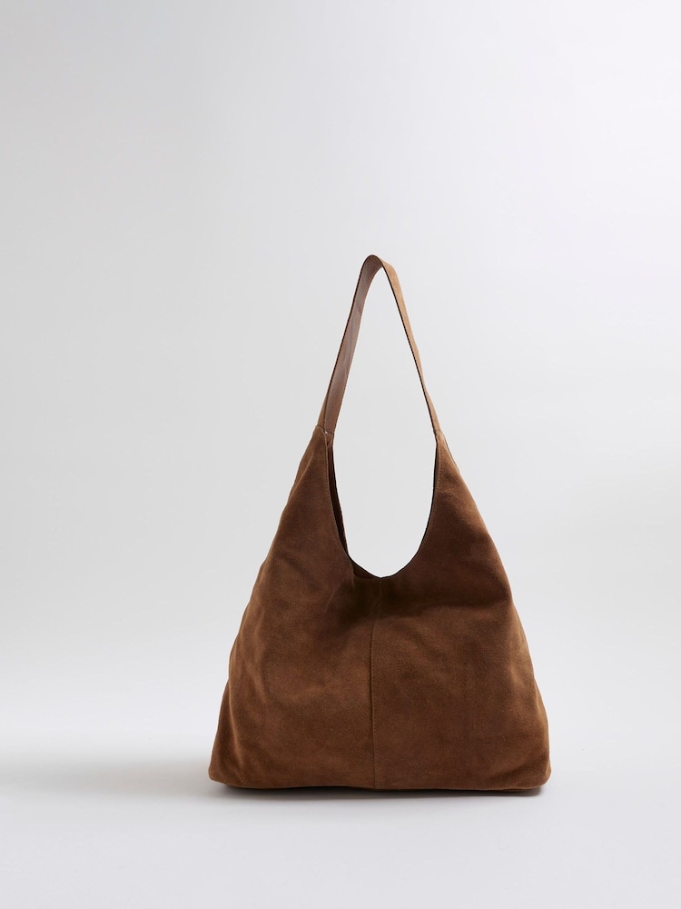 River Island Brown Suede Slouch Tote Bag - Image 1 of 6