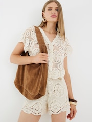 River Island Brown Suede Slouch Tote Bag - Image 6 of 6