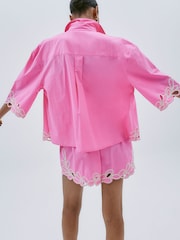 River Island Pink Boxy Broderie Shirt - Image 2 of 4