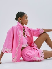 River Island Pink Boxy Broderie Shirt - Image 3 of 4