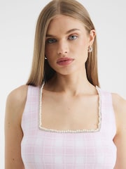 River Island Pink Gingham Peplum Vest - Image 2 of 4