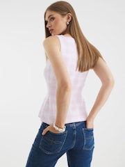 River Island Pink Gingham Peplum Vest - Image 3 of 4