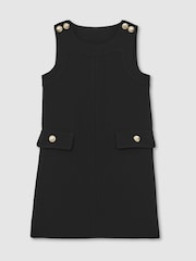 Reiss Black Cyrus 13-14 yrs Button-Detail Sleeveless Shift Dress - Image 2 of 4