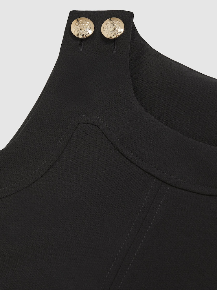 Reiss Black Cyrus 13-14 yrs Button-Detail Sleeveless Shift Dress - Image 4 of 4