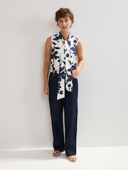 Phase Eight Blue Junie Floral Print Blouse - Image 5 of 7