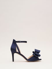 Phase Eight Blue Satin Bow Sandals - Image 1 of 9
