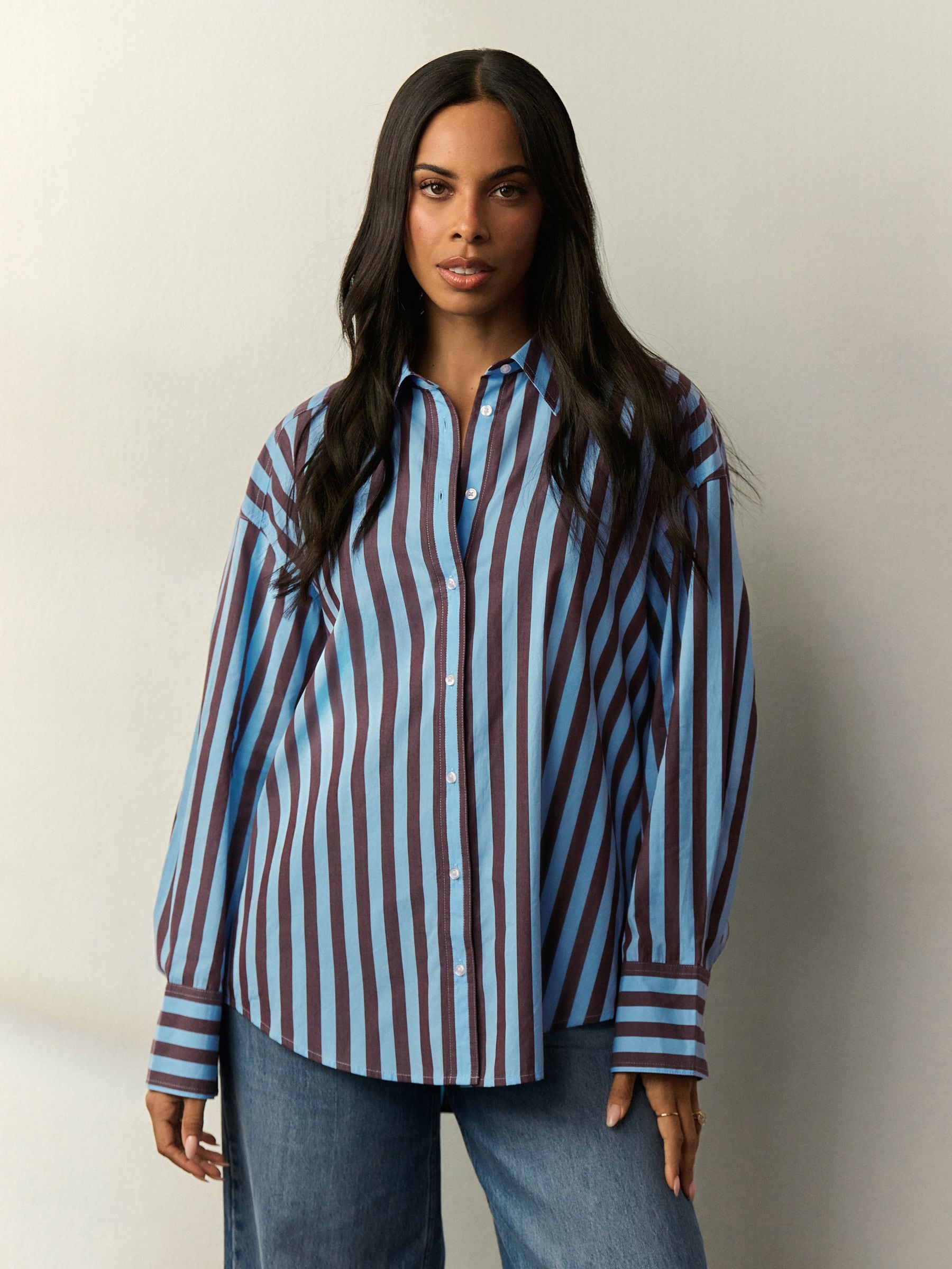 Buy Blue/Brown Stripe Oversized Boyfriend Shirt from Next USA