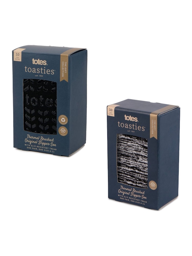 Totes Black Mens Bundle Thermal Brushed Socks 2 Pack - Image 2 of 5