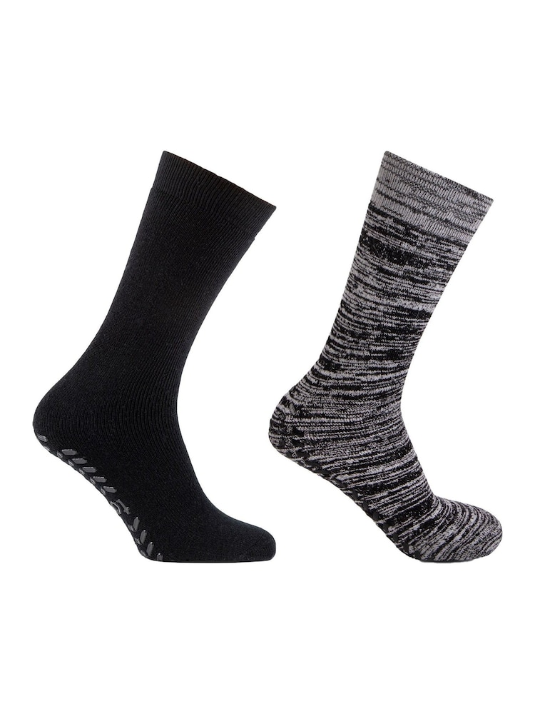 Totes Black Mens Bundle Thermal Brushed Socks 2 Pack - Image 5 of 5