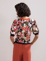 Phase Eight Red Mel Printed Knit Top - Image 2 of 5