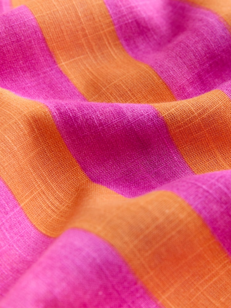 Rosa/orange rand - Avslappnad långärmad skjorta med linne - Bild 6 av 6