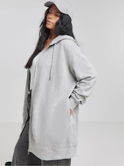 Simply Be Grey Zip Through Longline Hoodie - Image 3 of 4