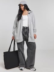 Simply Be Grey Zip Through Longline Hoodie - Image 4 of 4