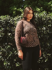 Simply Be Animal Print Mesh Jersey Cardigan - Image 1 of 5