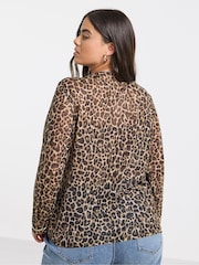 Simply Be Animal Print Mesh Jersey Cardigan - Image 3 of 5