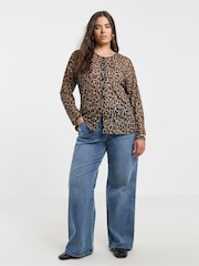 Simply Be Animal Print Mesh Jersey Cardigan - Image 5 of 5