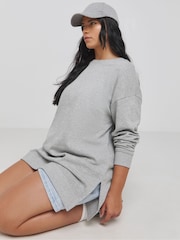 Simply Be Grey Side Split Sweatshirt Sweat Top - Image 1 of 4