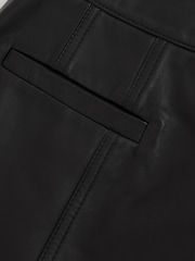 Reiss Black Seema Leather Welt-Pocket Mini Skirt - Image 6 of 6