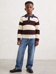 Reiss Brown/ Off White/ Navy Blue Hatfield Polo Shirt - Image 2 of 4