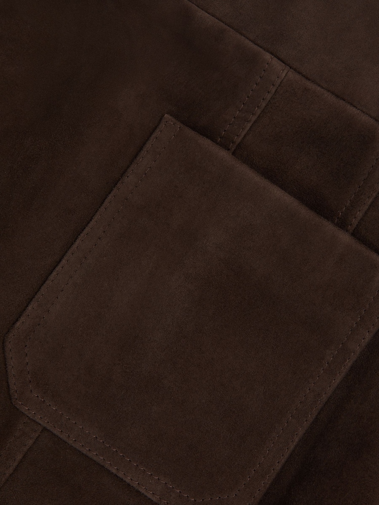 Reiss Chocolate Brown Vida Mini Suede Patch Pocket Skirt - Image 7 of 7 Reiss Chocolate Brown Vida Mini Suede Patch Pocket Skirt - Image 7 of 7
