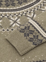 Reiss Sage Green Sydney Crew Fairisle Jumper - Image 5 of 5
