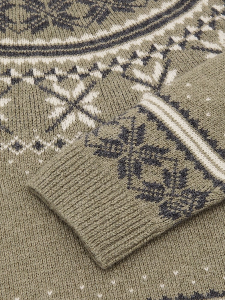 Reiss Sage Green Sydney Crew Fairisle Jumper - Image 5 of 5 Reiss Sage Green Sydney Crew Fairisle Jumper - Image 5 of 5
